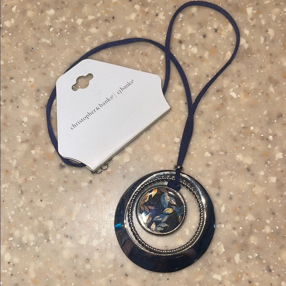 Christopher & Banks Modern Blue and Silver Necklace